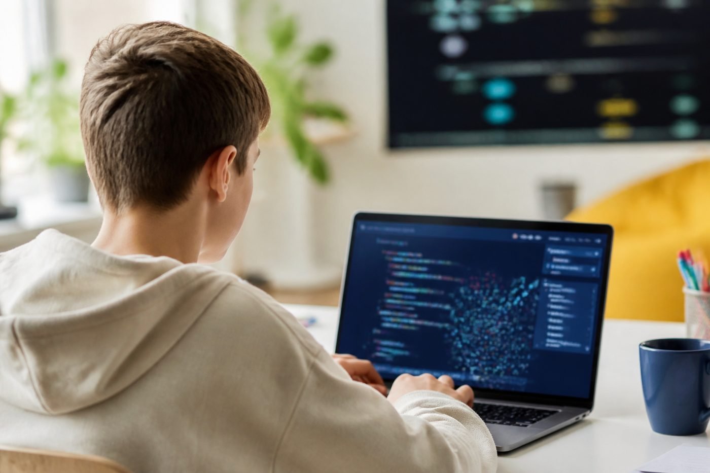 Jeune en apprentissage informatique